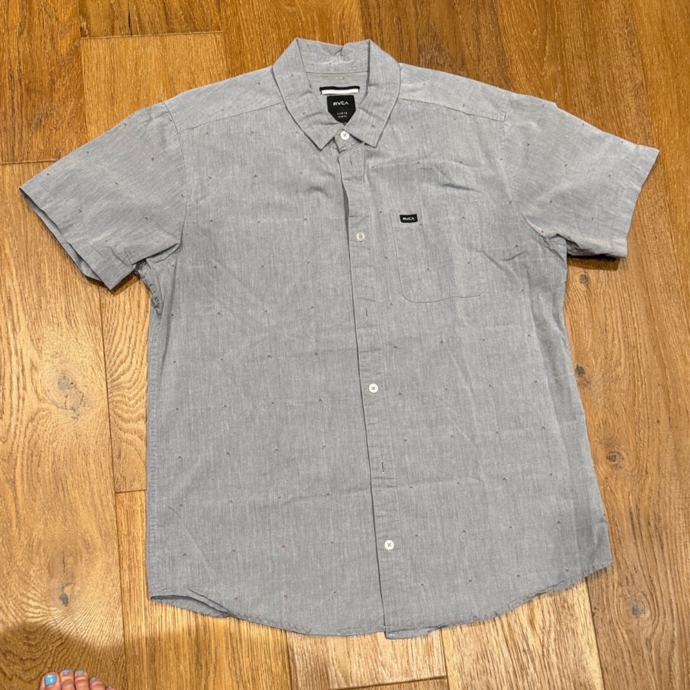 RVCA Gray Casual Button Down Shirt
